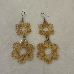 Floral Gold Resin Earrings